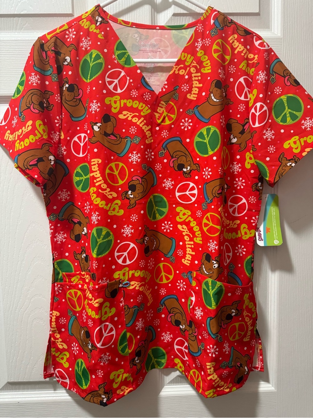 Scooby-Doo Red 'Groovy Holiday' Scrub Top